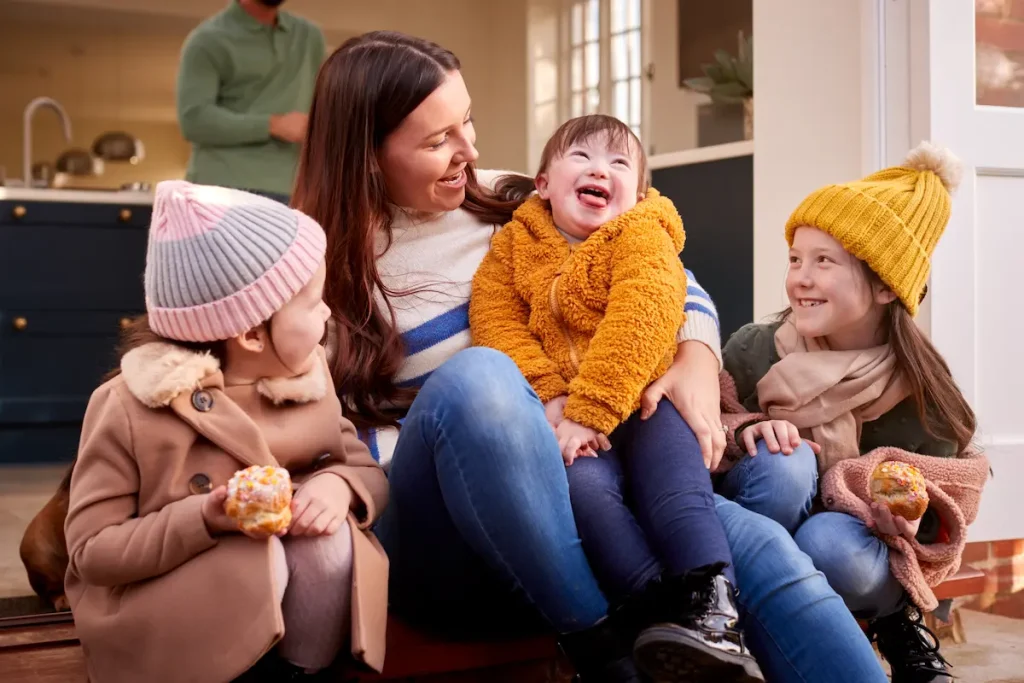 Happy Family enjoyning their house in winter - get your home ready for winter, perfect temp